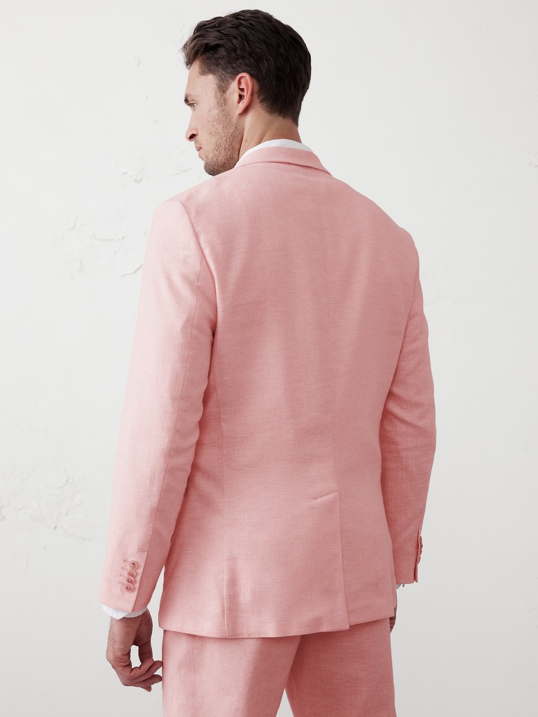 Linen-Blend Herringbone Suit Jacket