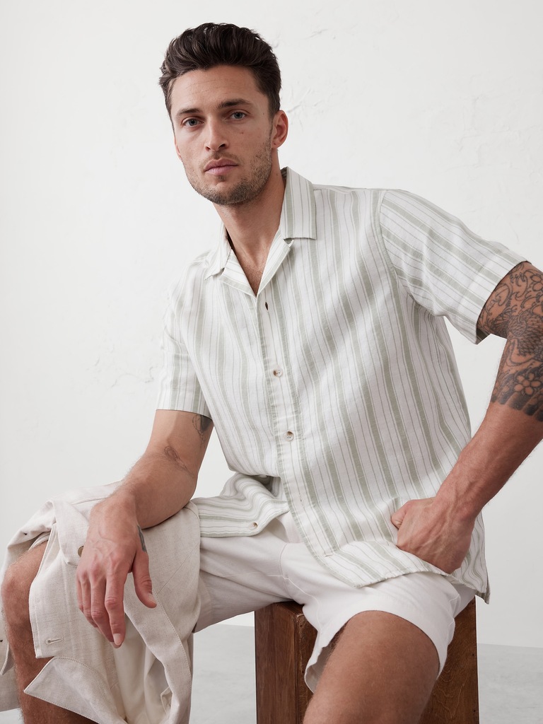 Standard-Fit Linen-Blend Resort Shirt