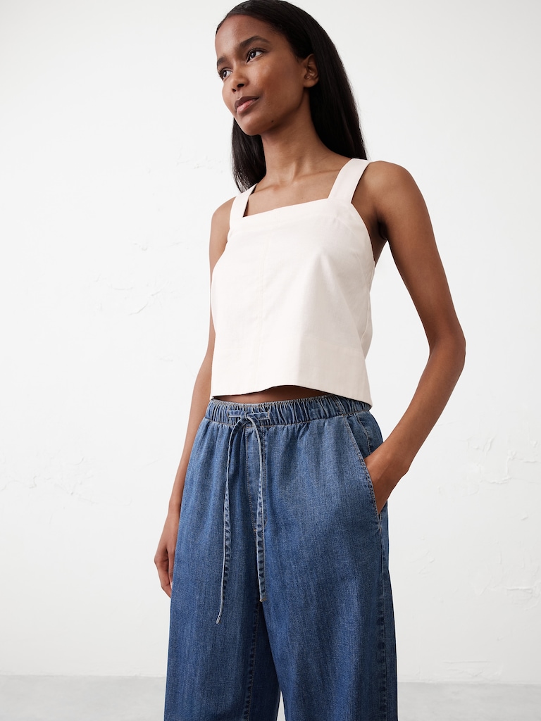 Wide-Leg Mid-Rise Summerweight Pull-On Jean