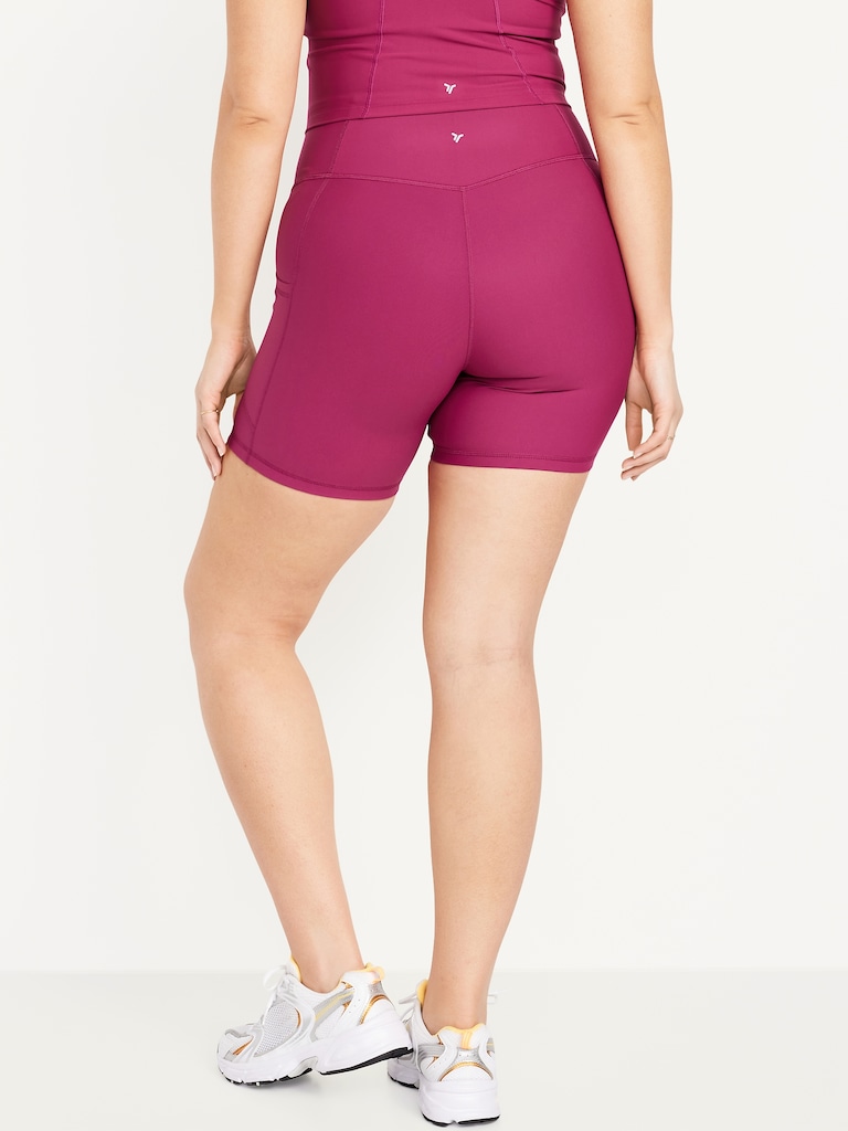 High-Waisted PowerSoft Pocket Biker Shorts -- 6-inch inseam