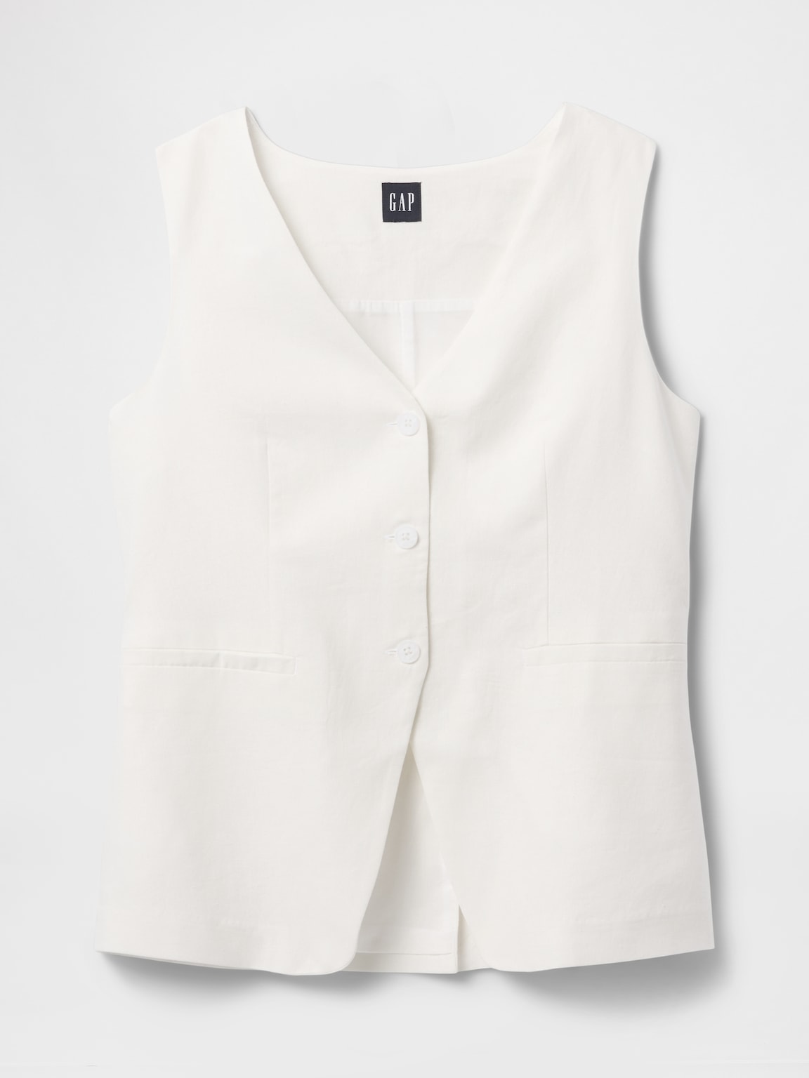 Linen-Blend Longline Vest