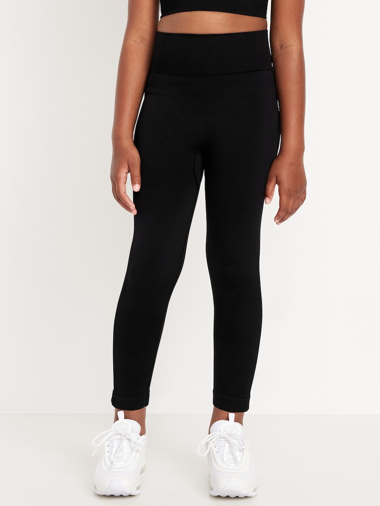 Fitted High-Waisted 7/8-Length Seamless Performance Leggings for Girls
