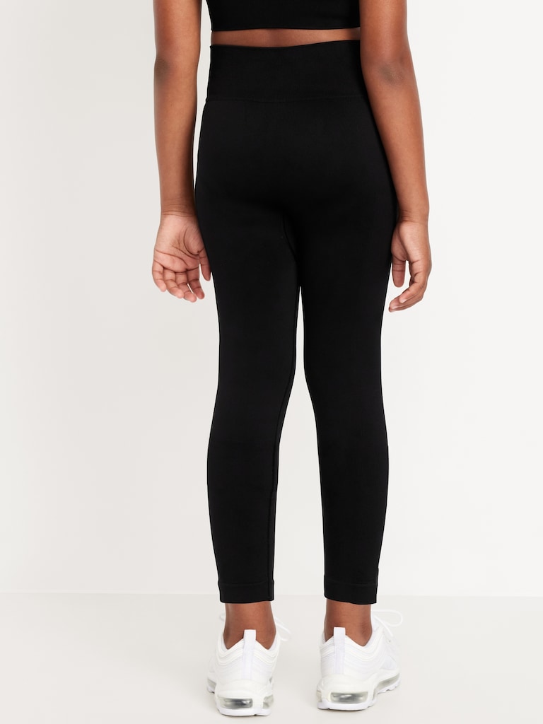 Fitted High-Waisted 7/8-Length Seamless Performance Leggings for Girls