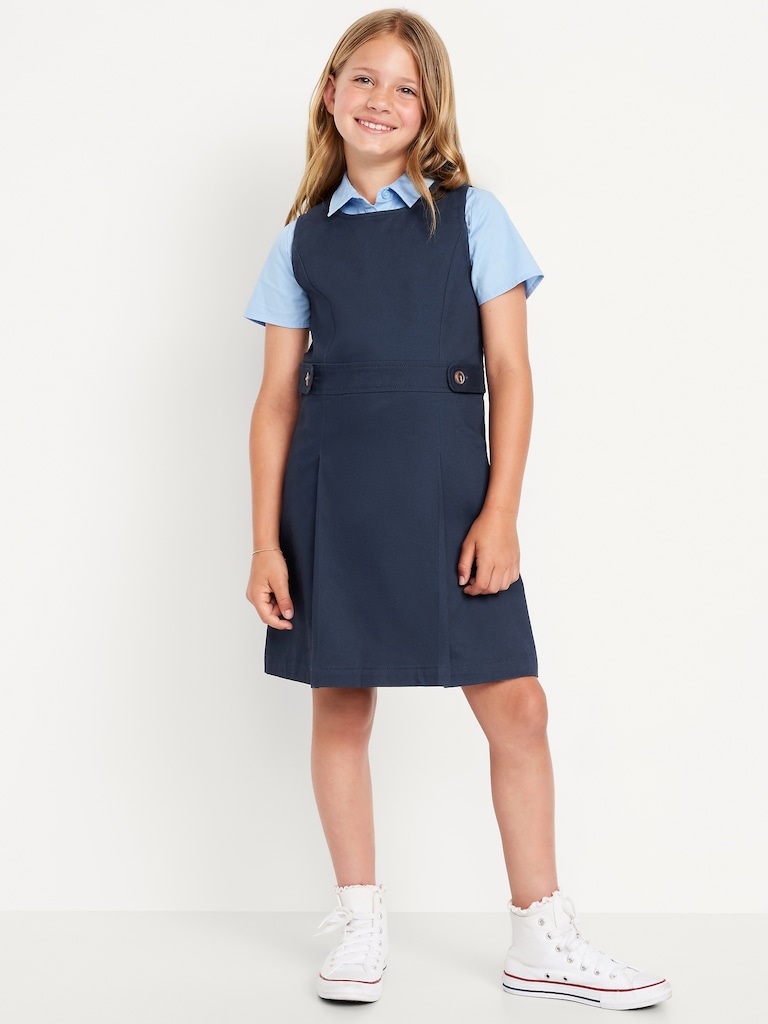 School Uniform Sleeveless Pleated Dress for Girls