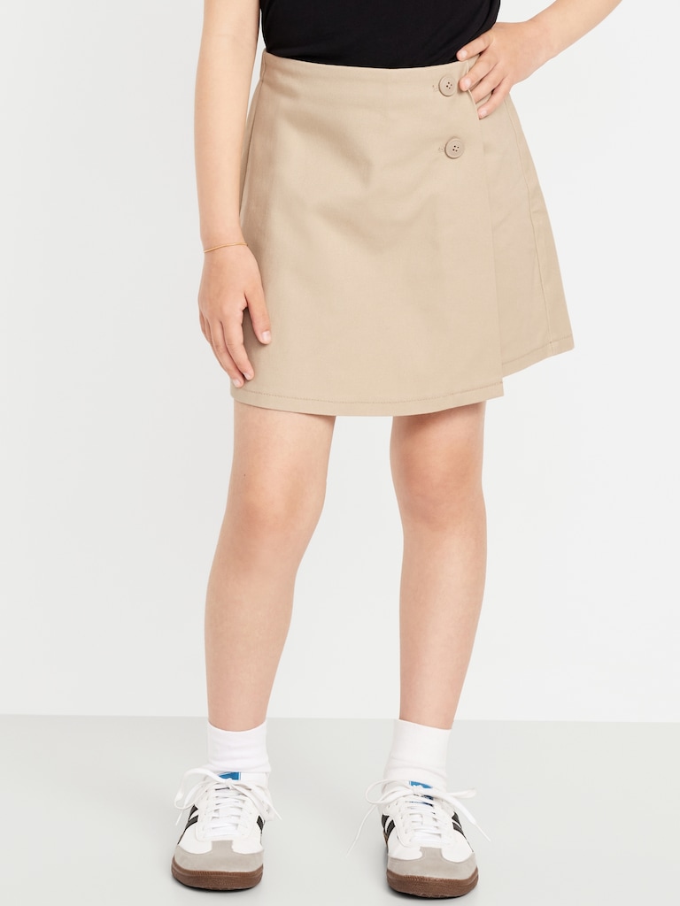 School Uniform Wrap-Front Skort for Girls