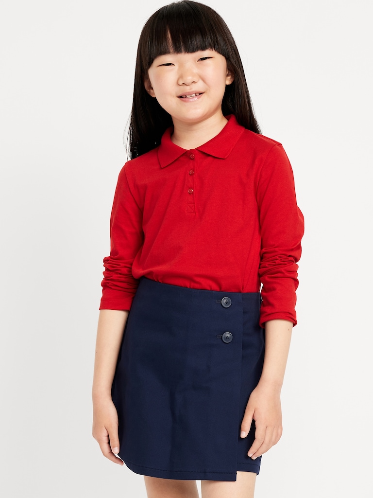 School Uniform Jersey-Knit Polo Shirt for Girls