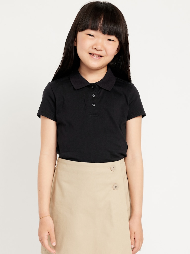 School Uniform Jersey-Knit Polo Shirt for Girls