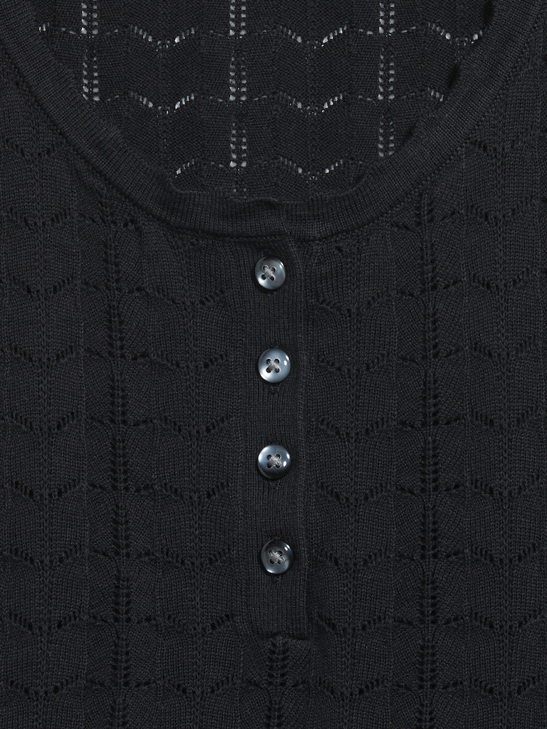 Sleeveless Pointelle Cropped Henley Top