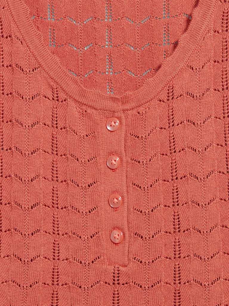 Sleeveless Pointelle Cropped Henley Top