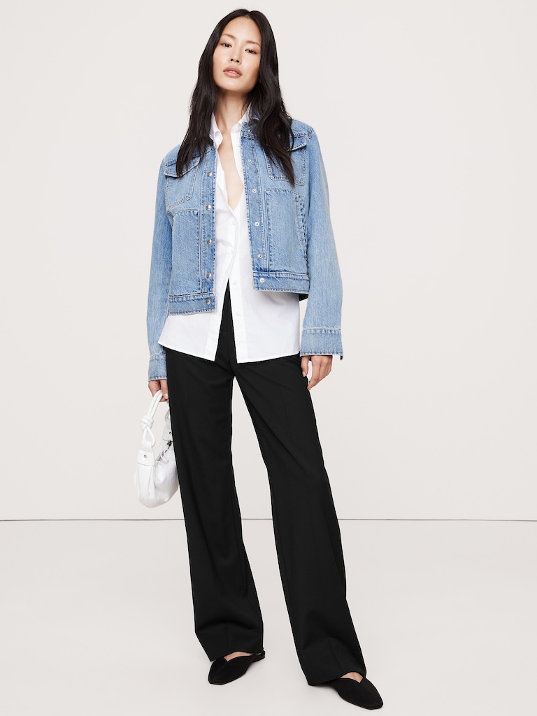 High-Rise Modern Straight Italian Wool Pant