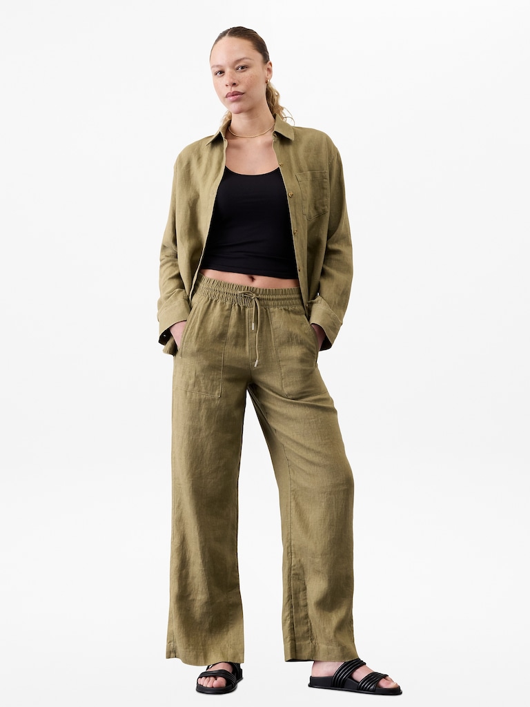 Retreat Linen High Rise Wide Leg Pant