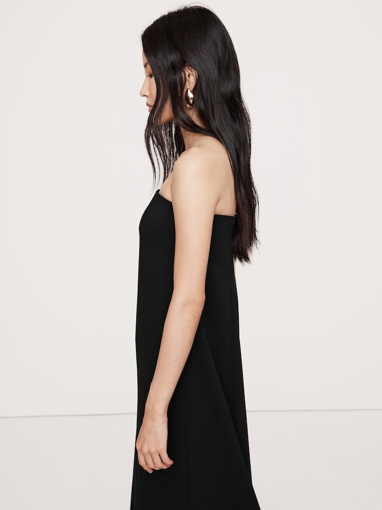 Stretch-Crepe Strapless Maxi Dress