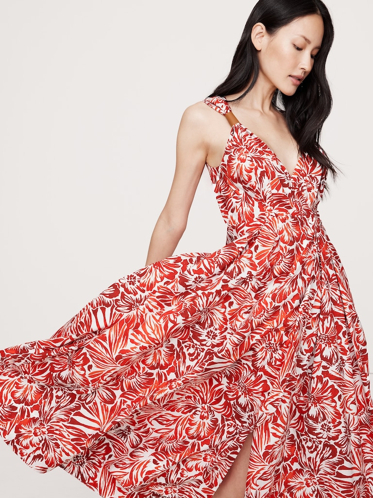 Cotton Poplin Wrap Maxi Dress