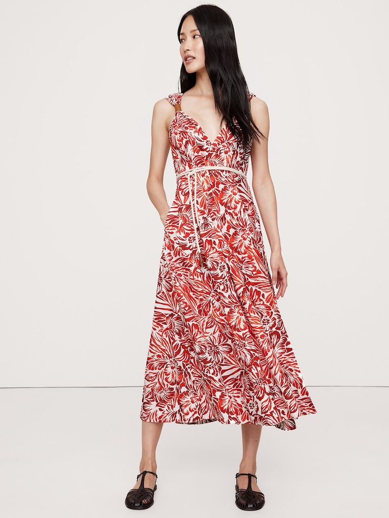 Cotton Poplin Wrap Maxi Dress