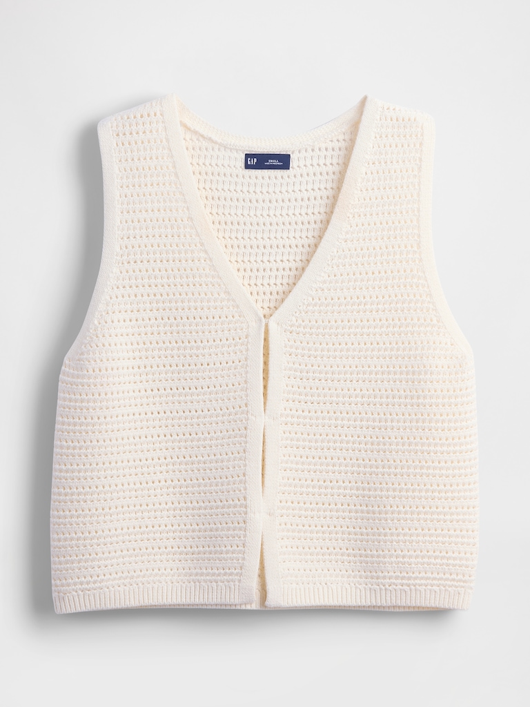 100% Cotton Crochet Hook-Front Vest