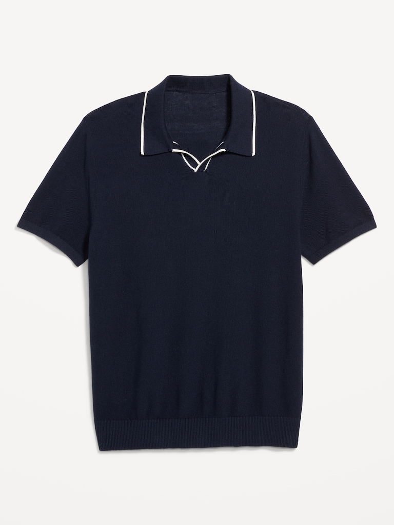 Tipped Collar Polo Sweater