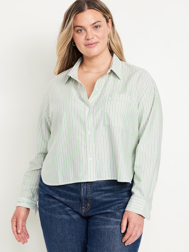 Cropped Button-Down Oxford Shirt