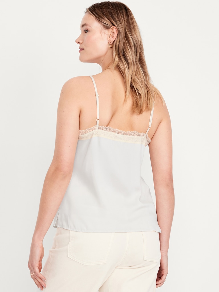 Lace-Trim Satin Cami Top