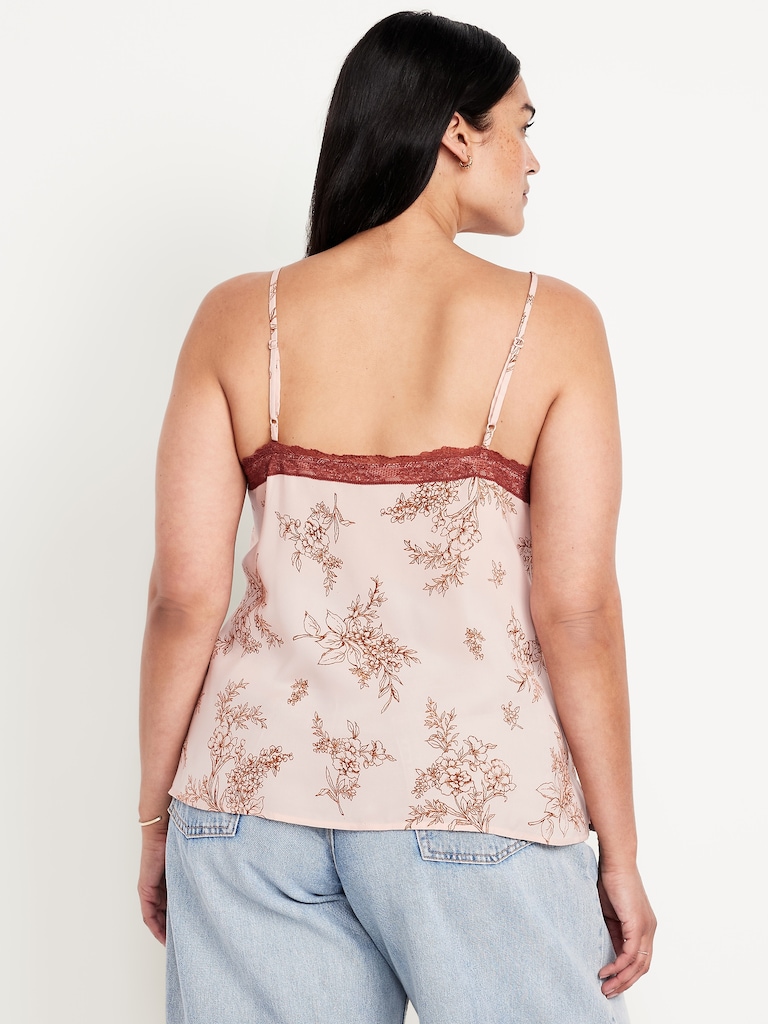 Lace-Trim Satin Cami Top