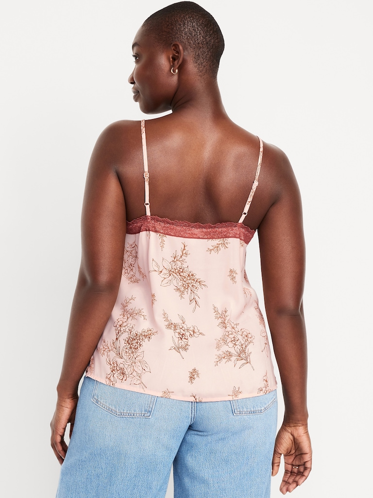 Lace-Trim Satin Cami Top