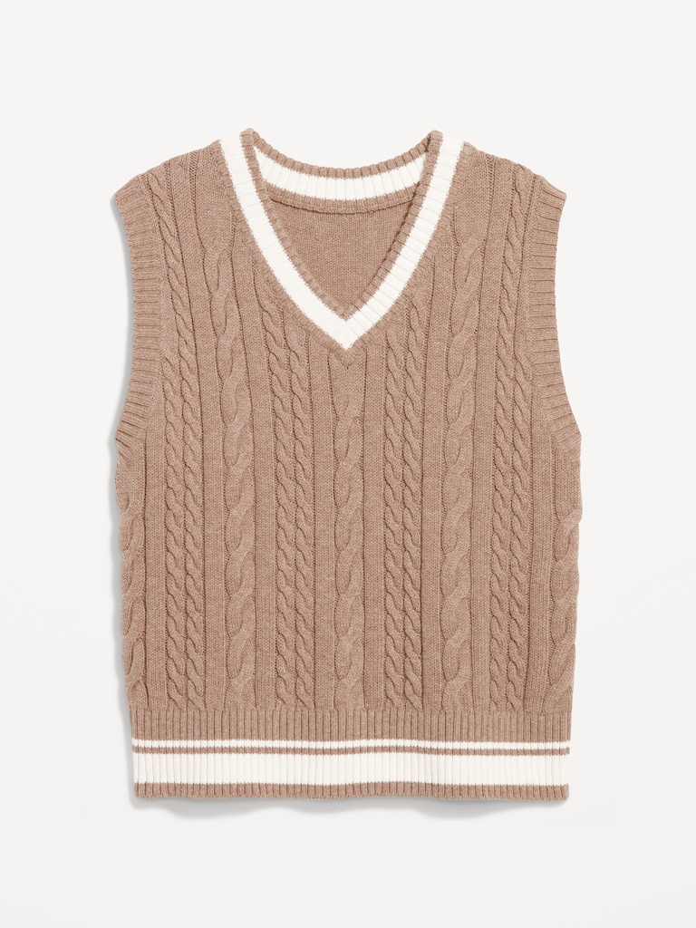 Wool-Blend Cable-Knit Vest