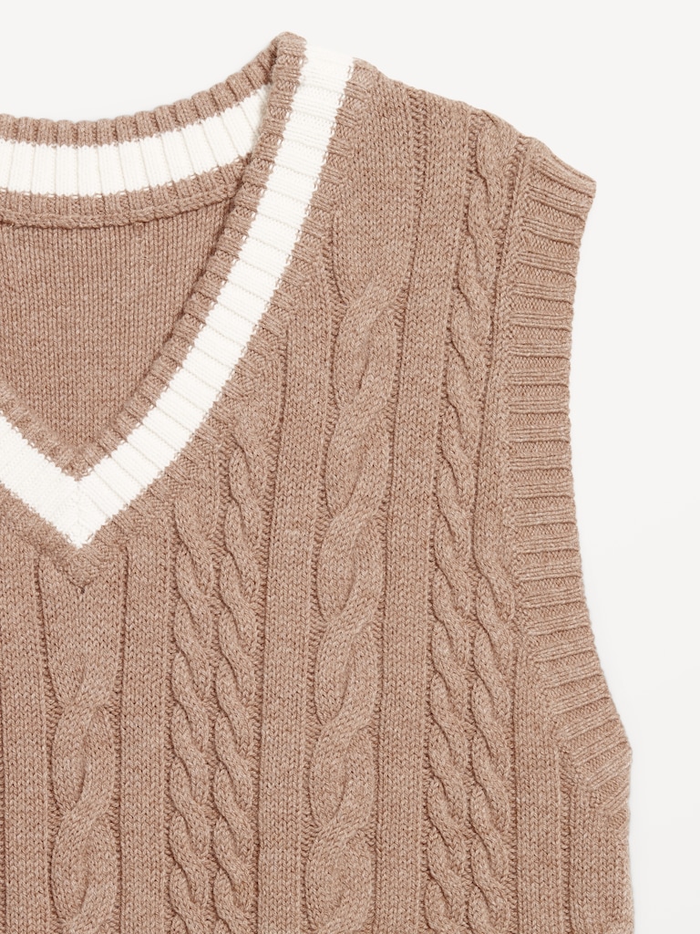 Wool-Blend Cable-Knit Vest