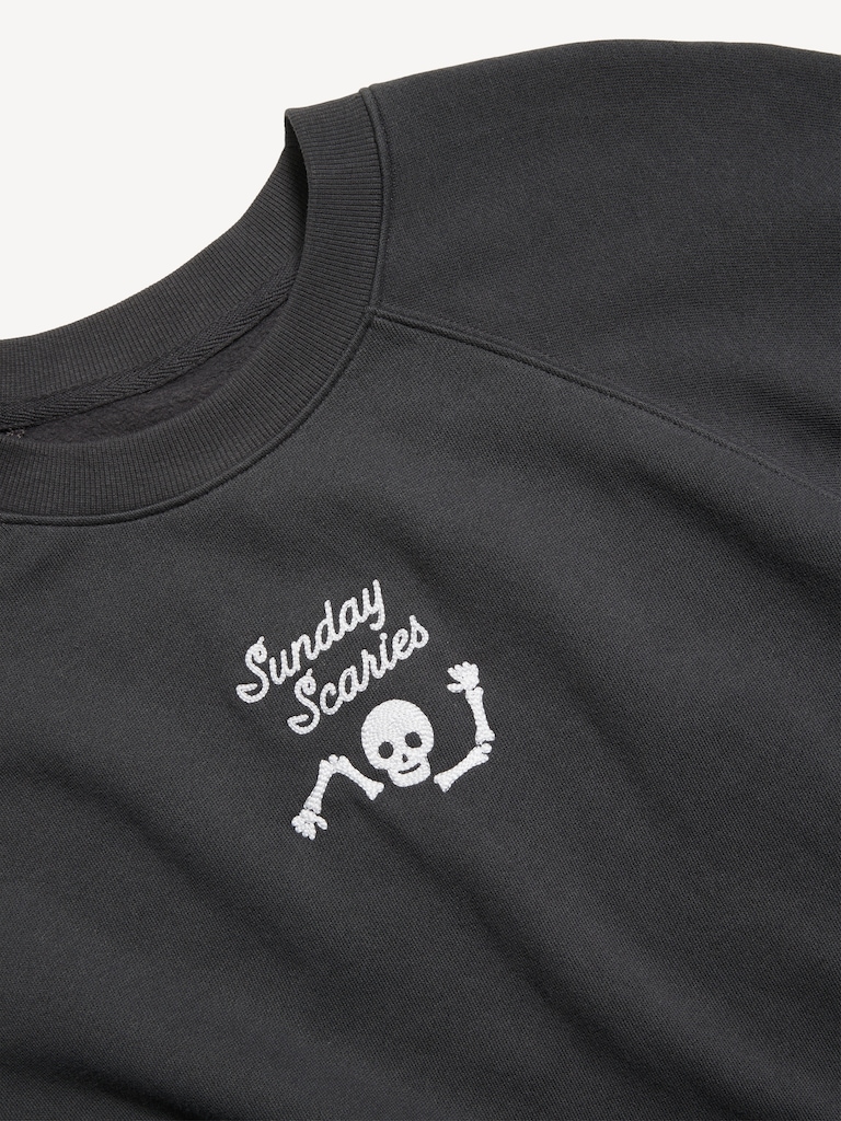 Chandail en coton ouaté surdimensionné à manches raglan et à imprimé PurConfort