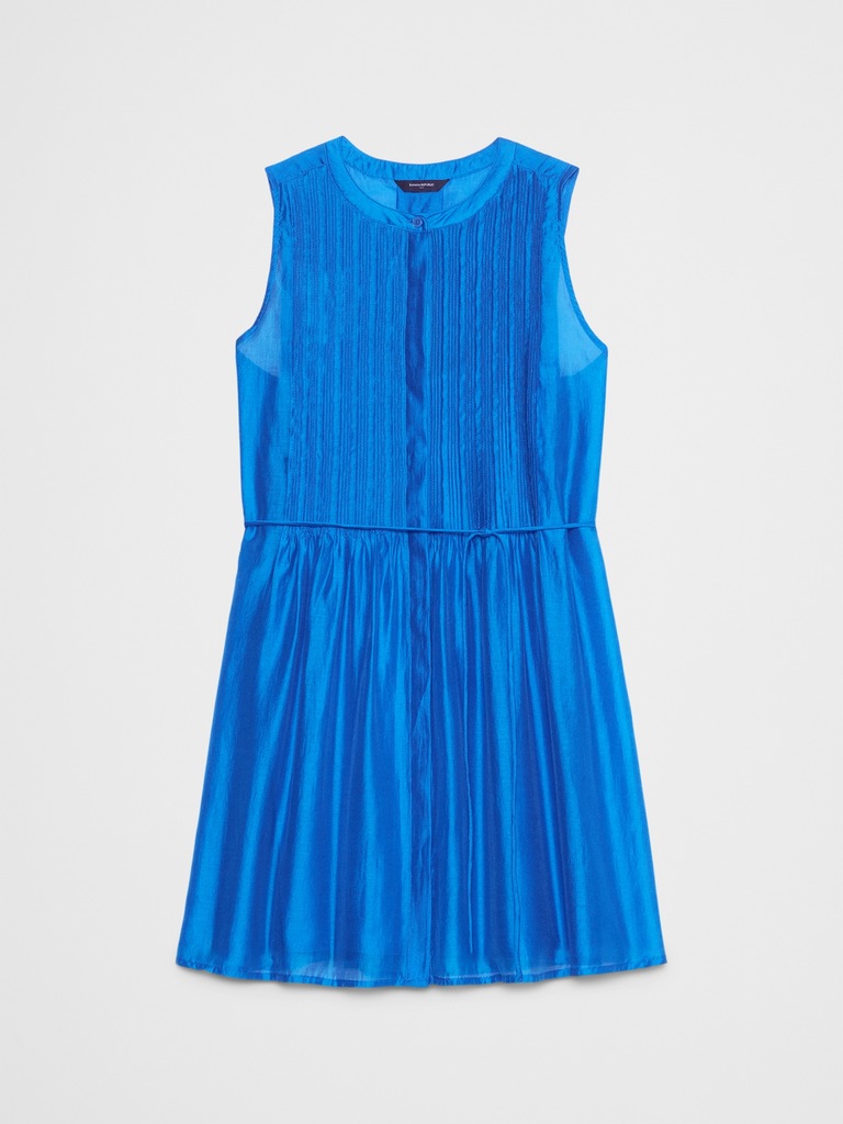 Pintuck Organza Mini Dress