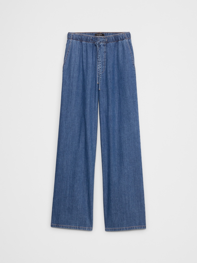 Wide-Leg Mid-Rise Summerweight Pull-On Jean