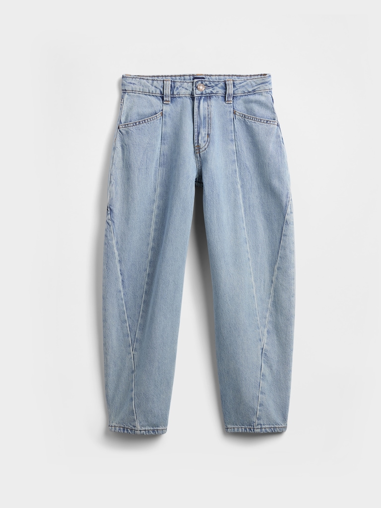 Kids High Rise Seamed Barrel Jeans