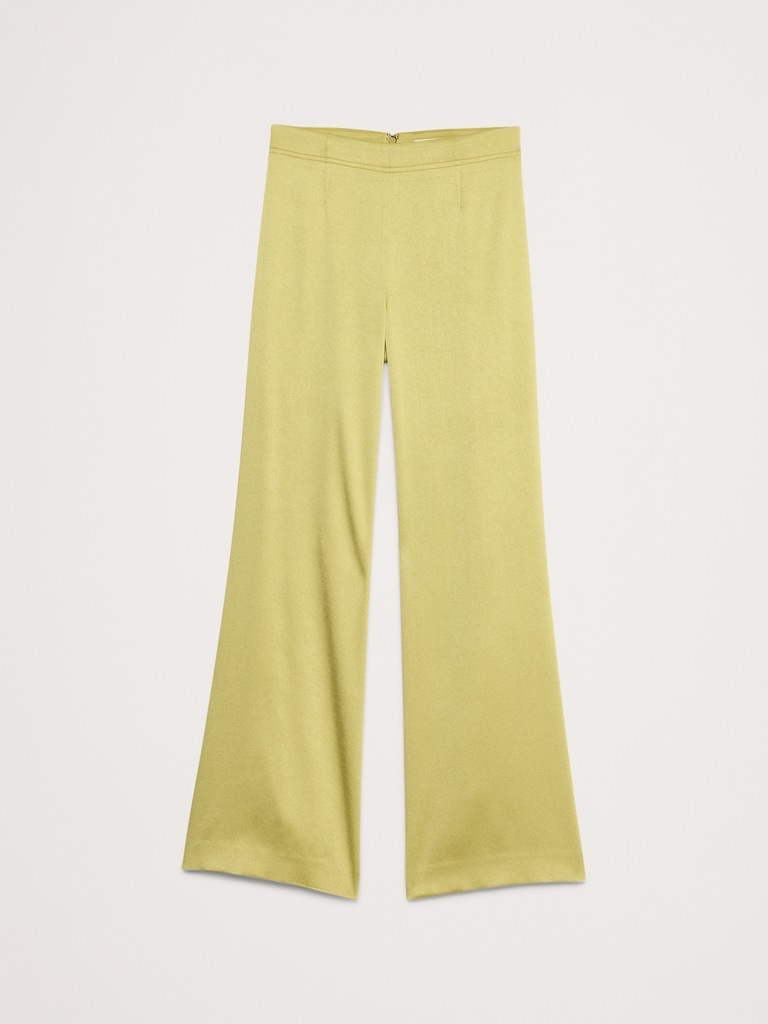 Mid-Rise Kick-Flare Satin Ankle Pant