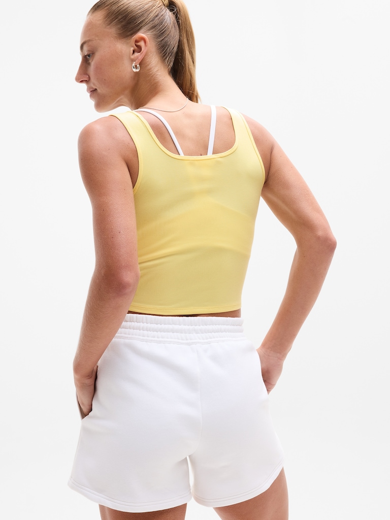 Signature Rib Square Neck Crop Tank