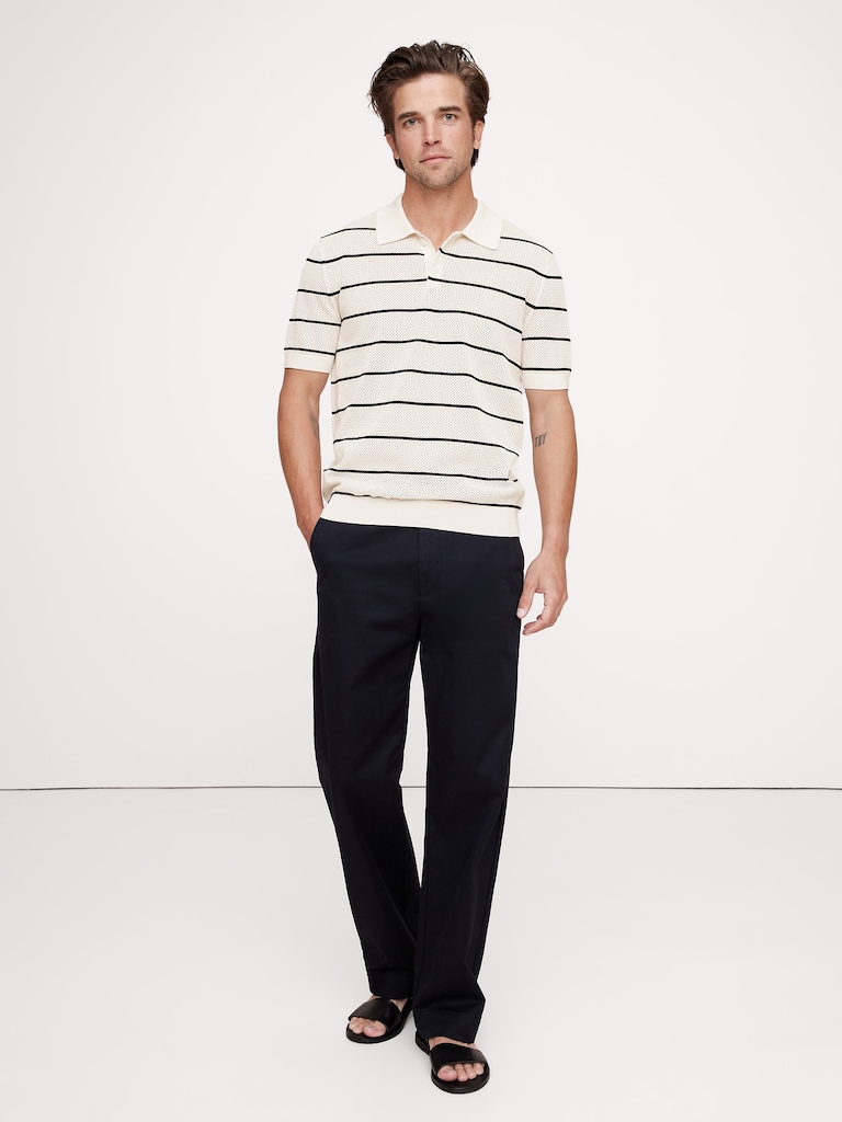 Superfine Cotton Mesh Sweater Polo