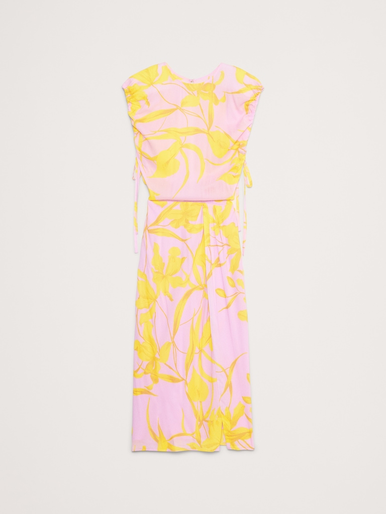 Stretch-Crepe Open-Back Midi Dress