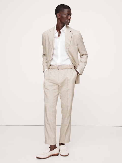 beige dress pants for sale Beige Slim Fit Dress Pants Flat Front Pre-hemmed main image 1