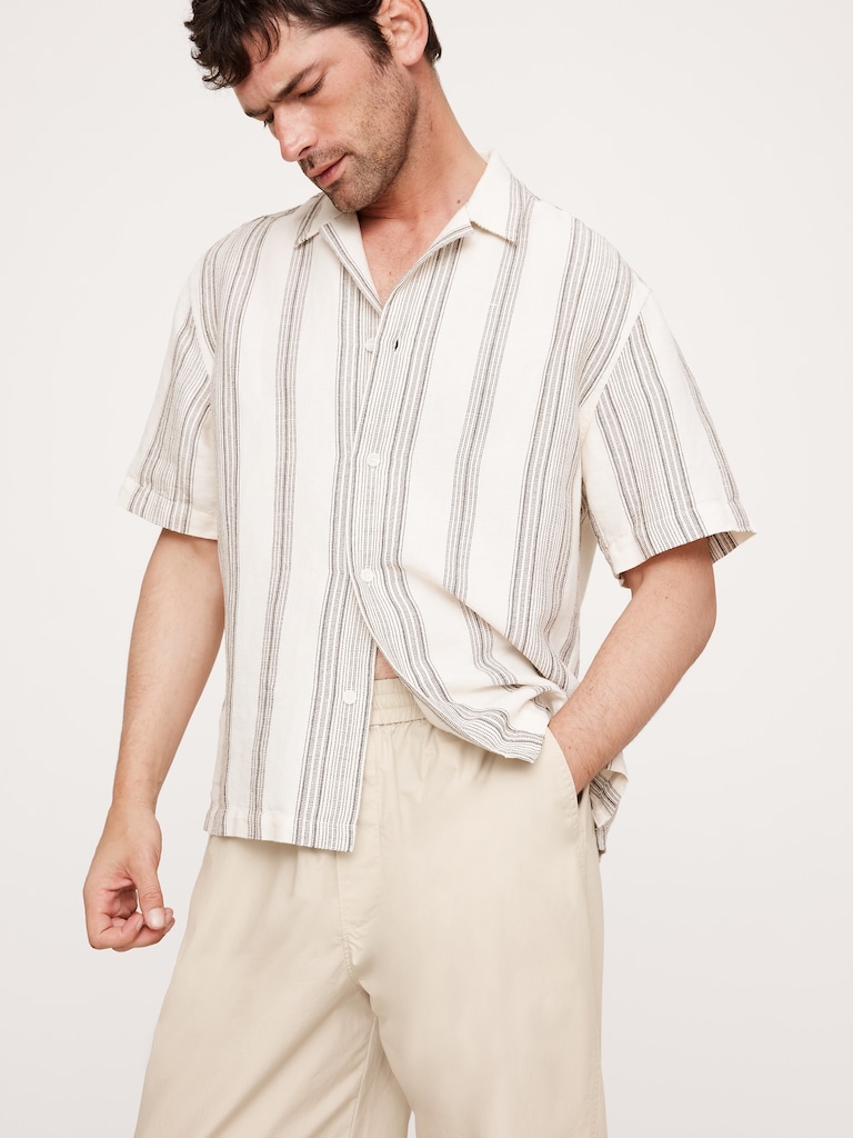 Loose Cotton Poplin Pull-On Cropped Pant