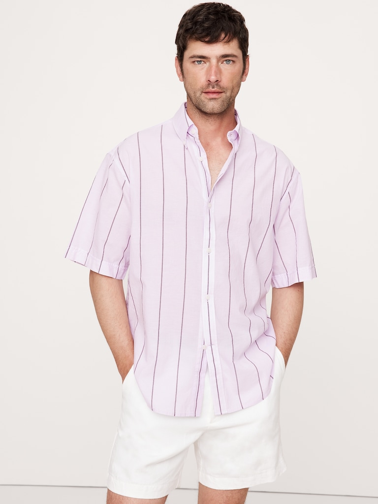Relaxed-Fit Summerweight Cotton Short-Sleeve Shirt