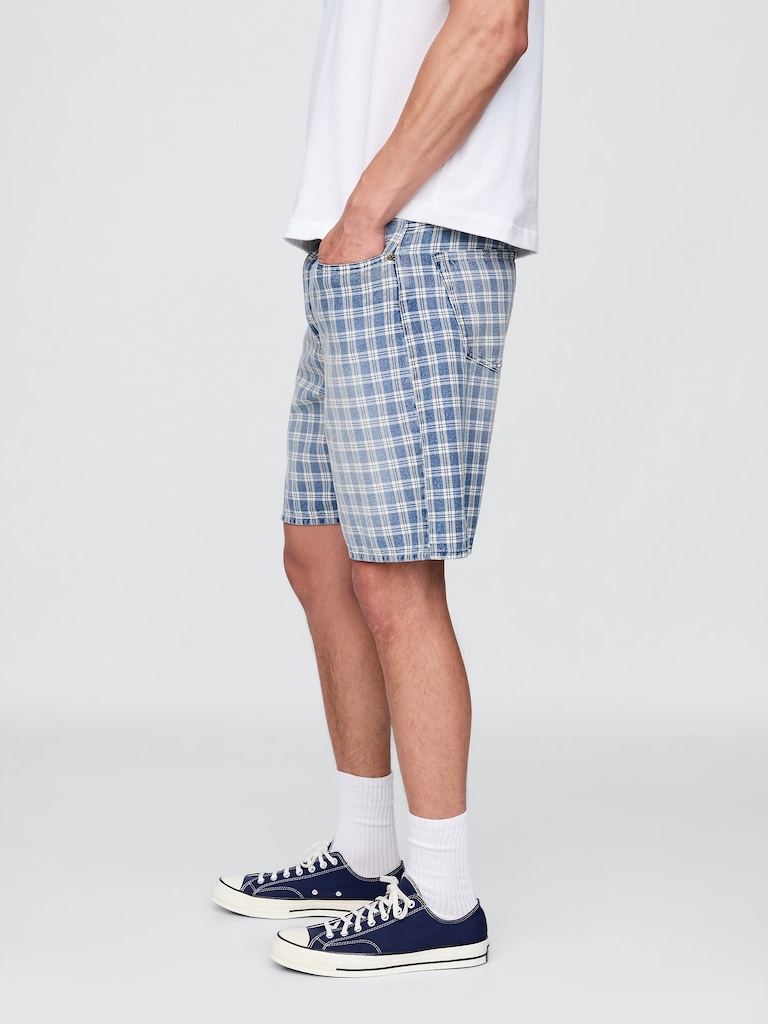 '90s Loose Denim Plaid Shorts