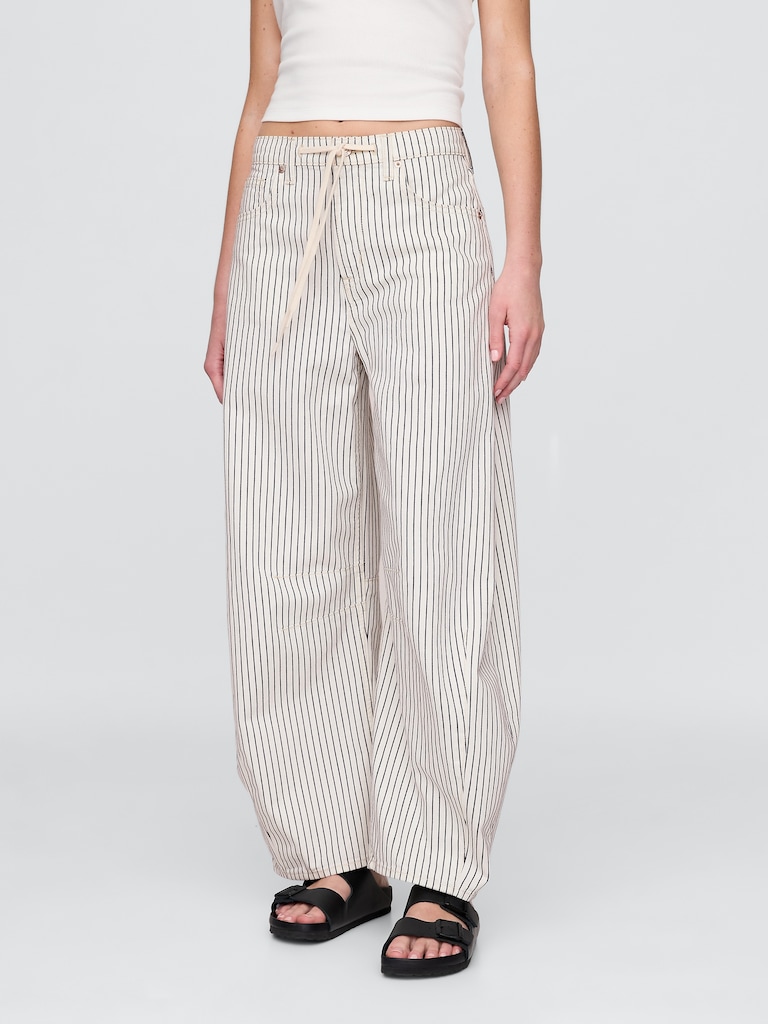 High Rise Denim Stripe Horseshoe Jeans