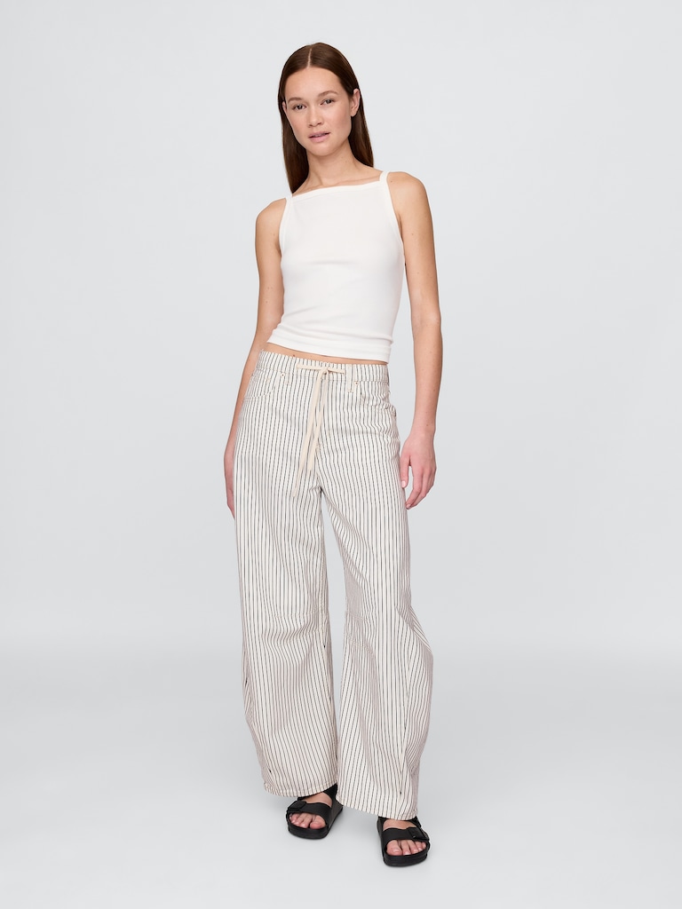 High Rise Denim Stripe Horseshoe Jeans