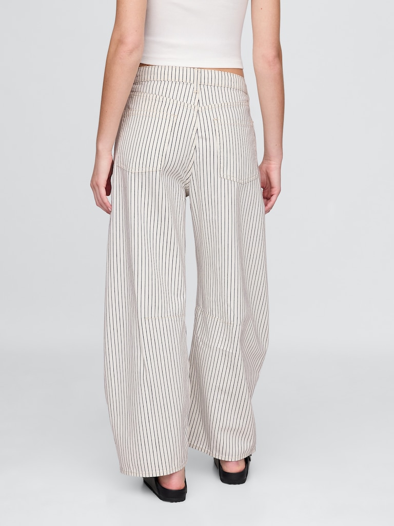 High Rise Denim Stripe Horseshoe Jeans