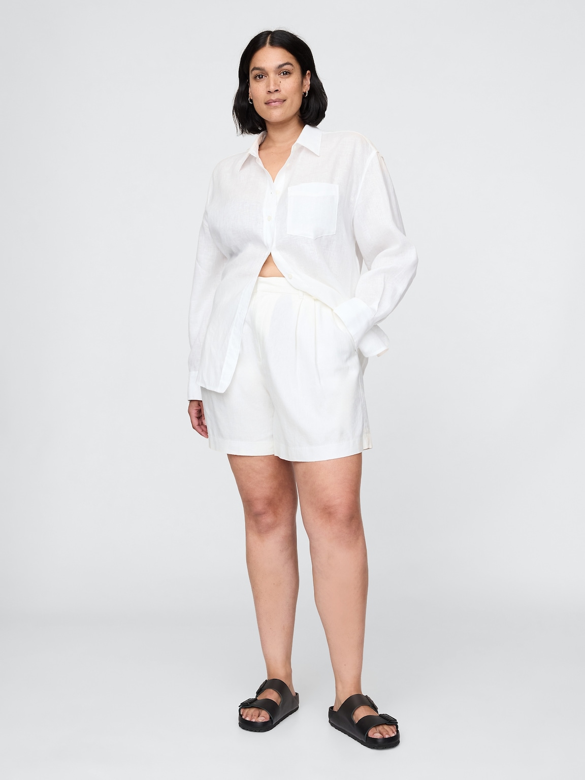 365 High Rise Linen-Blend Shorts