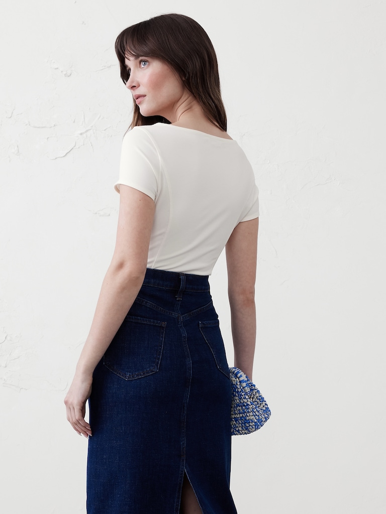 Lightweight Cap-Sleeve Ponte Top