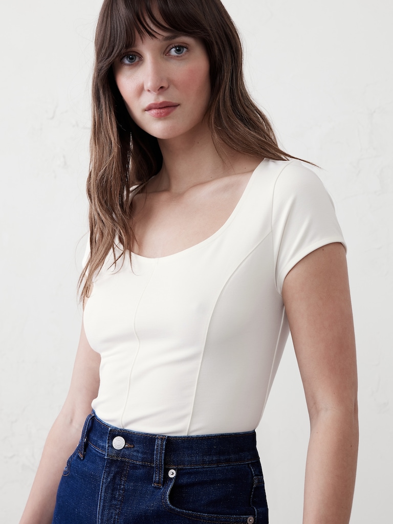 Lightweight Cap-Sleeve Ponte Top