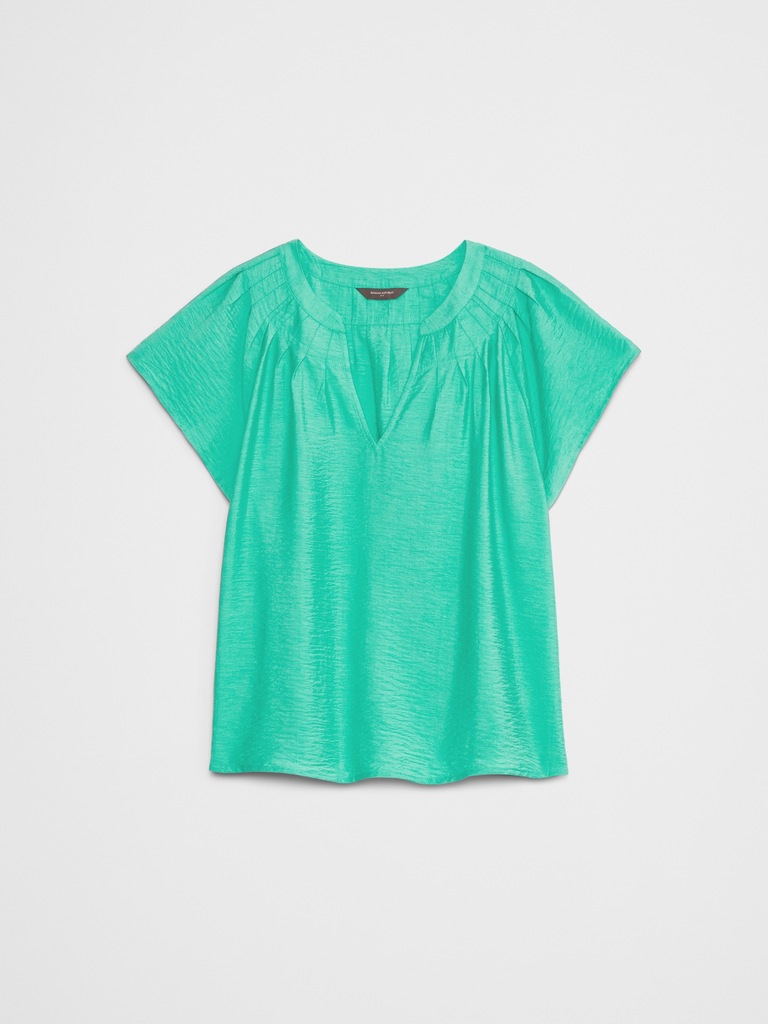 Stitched Pleat-Neck Top