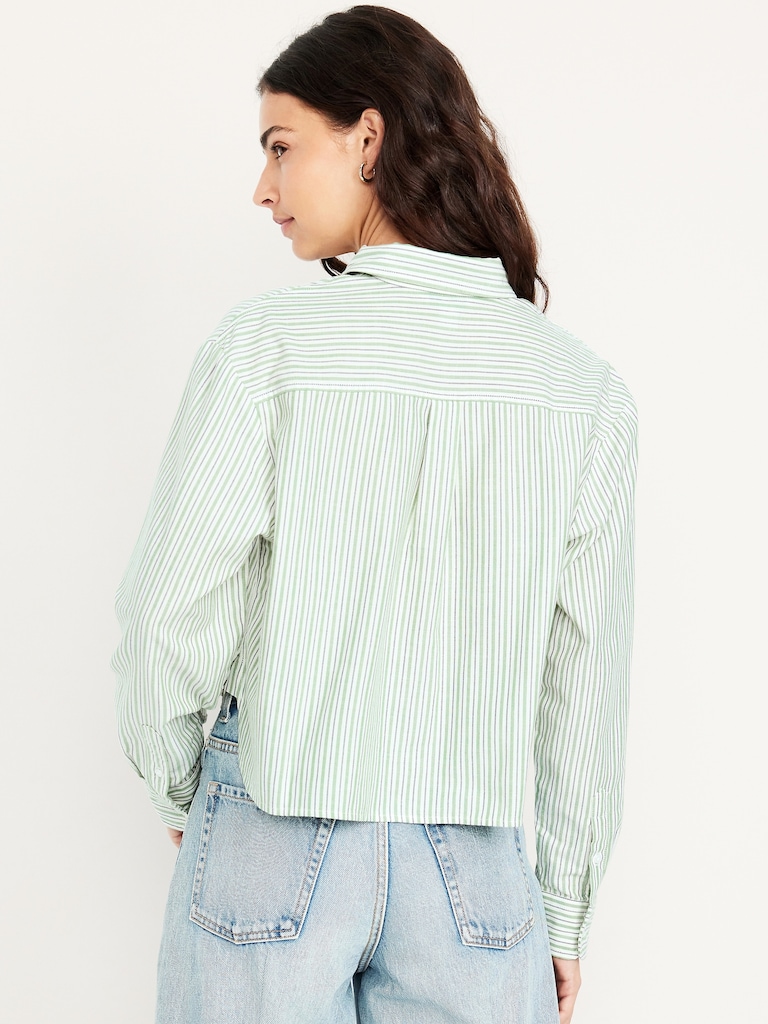 Cropped Button-Down Oxford Shirt