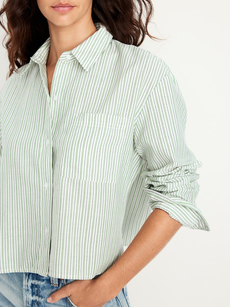 Cropped Button-Down Oxford Shirt