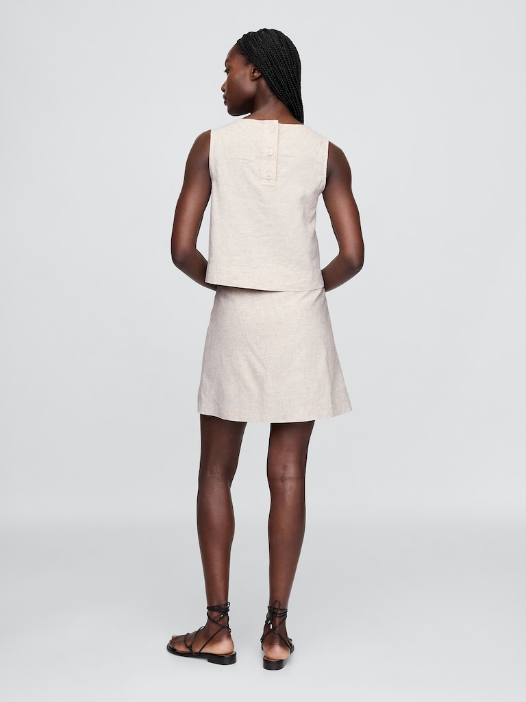 Linen-Blend Mini Skort