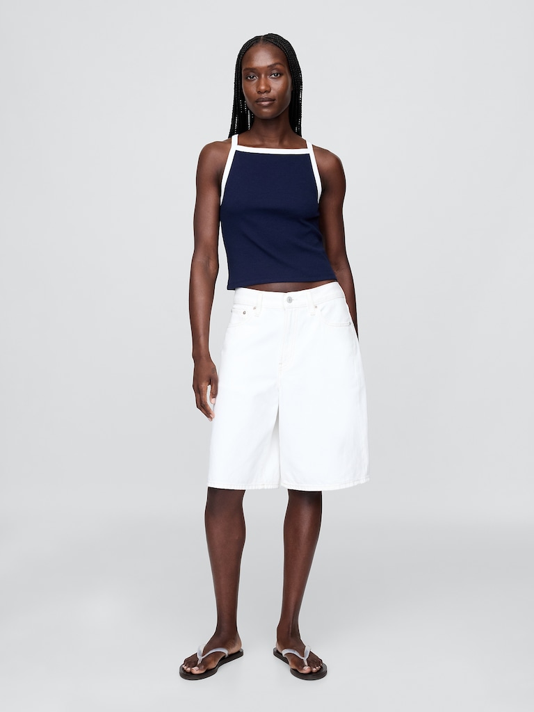 Modern Apron-Neck Crop Tank Top