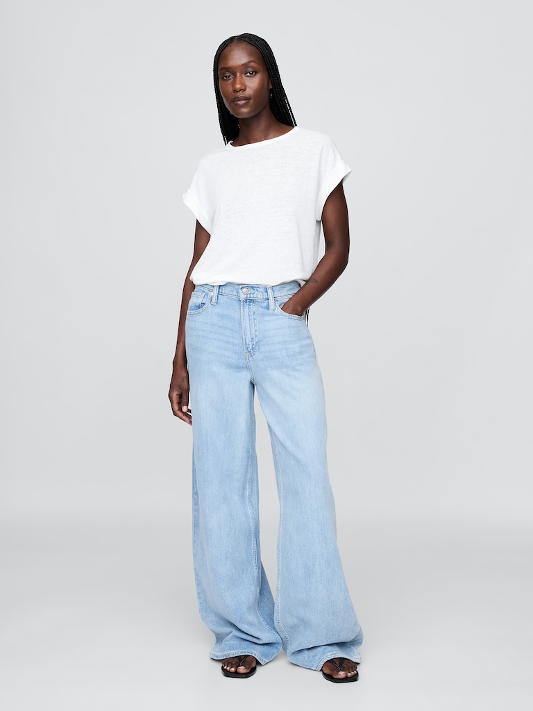 Linen-Blend Roll-Cuff T-Shirt
